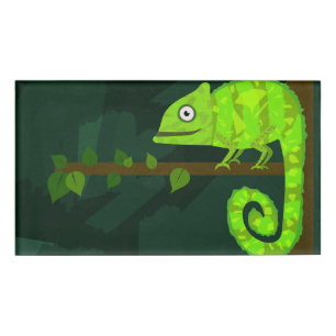 Badge D'identification Caméléon vert mignon