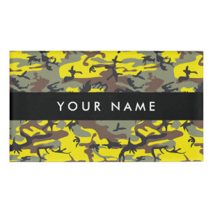 Badge D'identification Camouflage jaune et marron Personnalisez votre nom