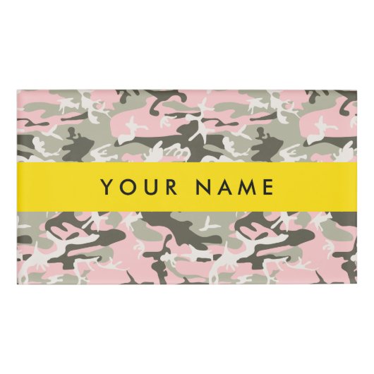 Badge D'identification Camouflage rose et vert Votre nom Personnalisez (Devant)