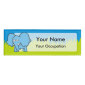 Badge D'identification Caricature d'éléphant bleu (Devant)