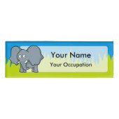 Badge D'identification Caricature d'éléphant gris (Devant)