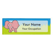 Badge D'identification Caricature d'éléphant rose (Devant)