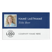 Badge D'identification Carré Photo Logo Marine Bleu Blanc Magnétique Gran (Devant)