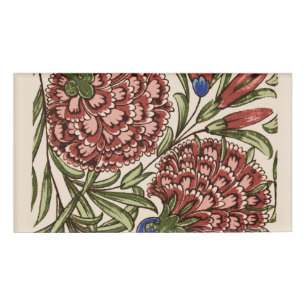 Badge D'identification Carreau de fleur d'œillet Art antique rustique De 