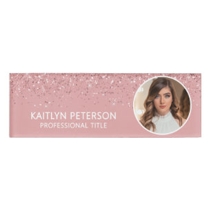 Badge D'identification Carte d'identité professionnelle pailletée rose él