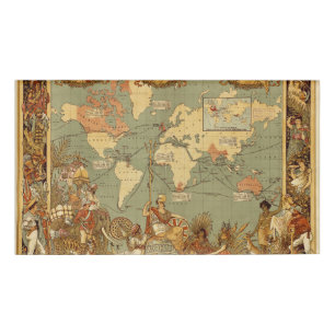 Badge D'identification Carte du monde Antique 1886 Illustré