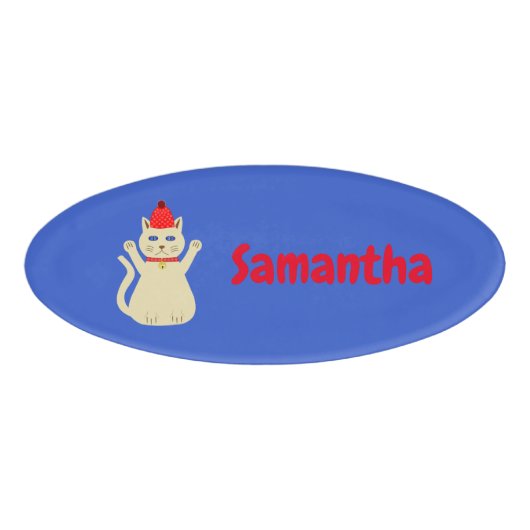 Badge D'identification Chat de Noël mignon Nom personnalisé (Devant)