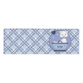 Badge D'identification Chaton blanc mignon de garçon dans le panier avec (Devant)