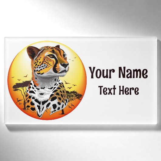 Badge D'identification Cheetah African Feline Wild Animal (Devant)