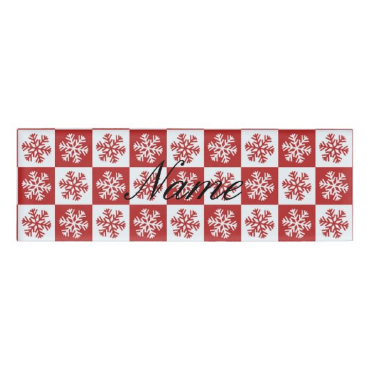 Badge D'identification Chèque rouge/blanc motif flocon de neige Thunder_C (Devant)