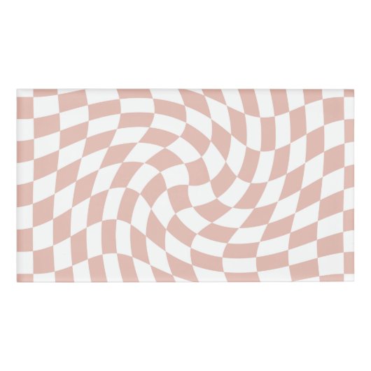 Badge D'identification Chèques Retro Dusty Rose rose sable À damiers (Devant)