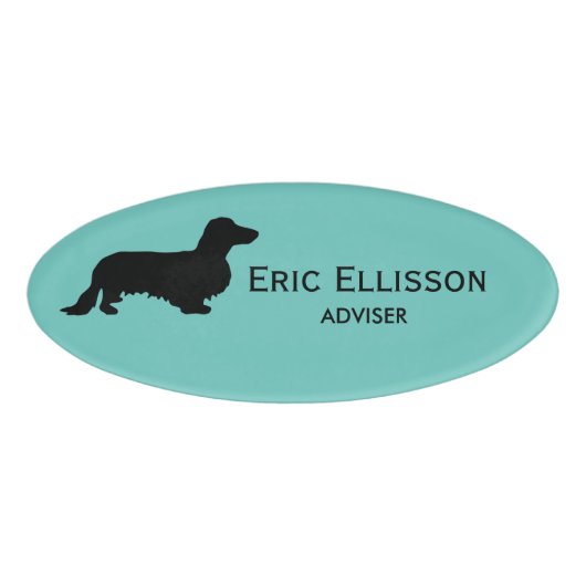 Badge D'identification Cheveux longs Dachshund - Silhouette 1 (Devant)