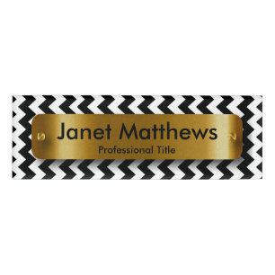 Badge D'identification Chevron noir et blanc avec le plat d'étiquette