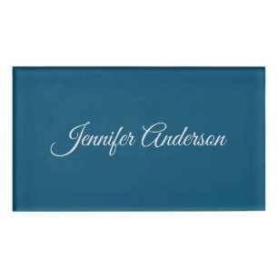 Badge D'identification Chic Calligraphie Elégant Océan Bleu Personnalisé