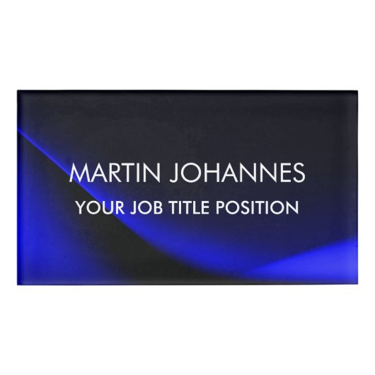 Badge D'identification Chic Elegant Plain Bleu Design (Devant)