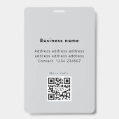 Badge d'identification chic moderne argent gris no (Arrière)
