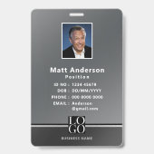 Badge d'identification chic moderne argent gris no (Avant)