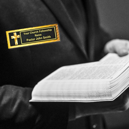 Badge D'identification Church Pastor Classy Or Et Noir