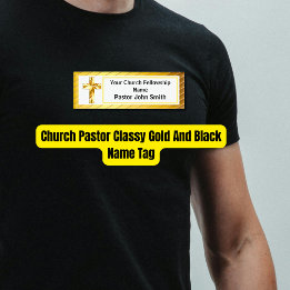 Badge D'identification Church Pastor Classy Or Et Noir