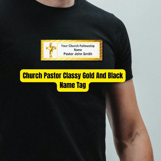Badge D'identification Church Pastor Classy Or Et Noir