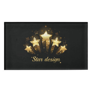 Badge D'identification Cinq étoiles d'or en noir