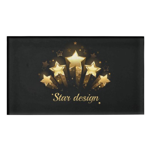 Badge D'identification Cinq étoiles d'or en noir (Devant)