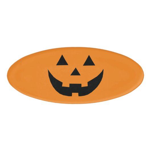 Badge D'identification Citrouille orange amusant Jack-o'-lantern Hallowee (Devant)