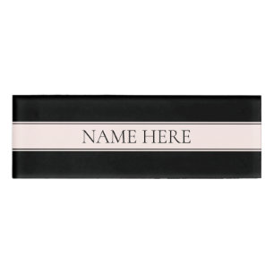 Badge D'identification Clair rose pâle Bleu Bande et Élégant Texte modifi