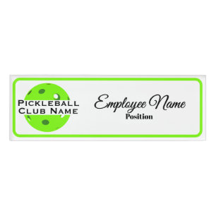 Badge D'identification Club de Pickleball Balle Verte Personnalisée pour 