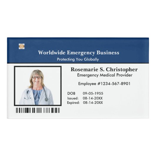 Badge D'identification Code-barres de la carte d'identité de l'employé (Devant)