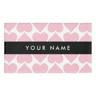 Badge D'identification Coeurs roses, Romantique, Votre Nom, Personnaliser