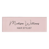 Badge D'identification Coiffeur Rose Moderne (Devant)