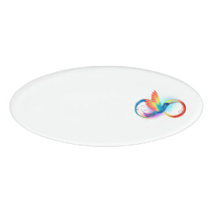 Badge D'identification Colibri arc-en-ciel avec symbole Infinity