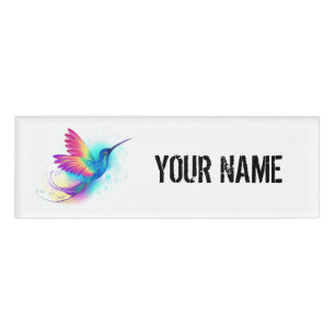 Badge D'identification Colibri arc-en-ciel exotique