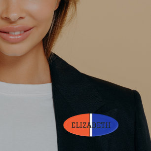 Badge D'identification Colonnes de collège Orange, Blanc et Bleu Monogram