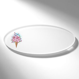 Badge D'identification Cône rose Sakura crème glacée gaufre