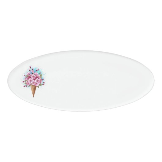 Badge D'identification Cône rose Sakura crème glacée gaufre (Devant)