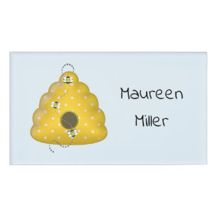 Badge D'identification Cool d'abeilles avec ruche d'abeilles rectangulair