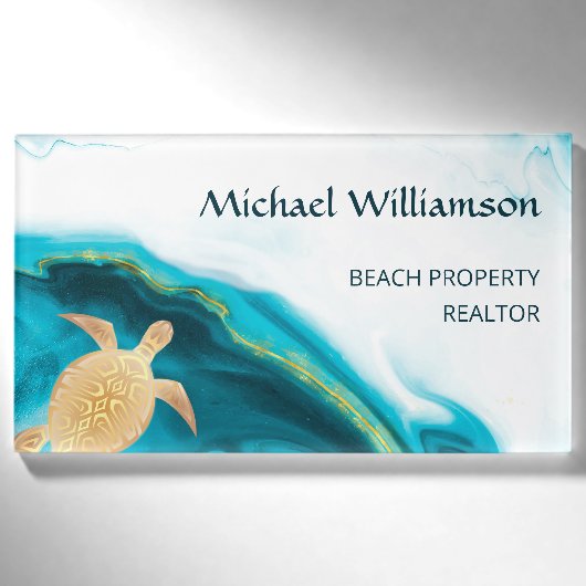 Badge D'identification Côte Turquoise de la tortue de mer d'or (Devant)