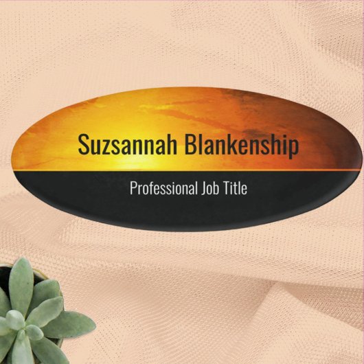 Badge D'identification Coucher de soleil professionnel Orange Art personn