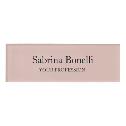 Badge D'identification Couleur or simple Rose unique et élégante (Devant)