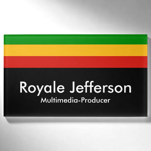 Badge D'identification COULEURS DE DRAPEAU RASTAFARI + votre nom et vos i (Devant)