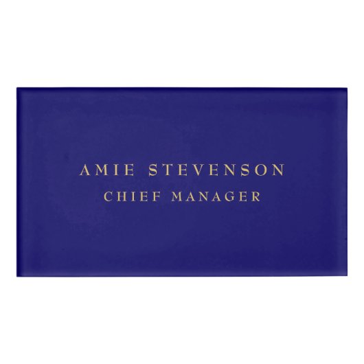 Badge D'identification Couleurs d'or bleu Professional Classic Plain (Devant)