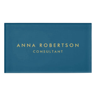 Badge D'identification Couleurs d'or bleu Professionnel minimaliste tenda