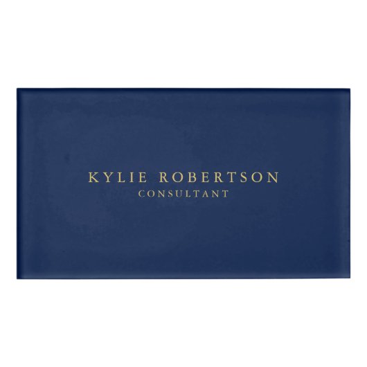 Badge D'identification Couleurs d'or bleu professionnel tendance moderne  (Devant)