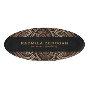 Badge D'identification Couleurs noires et cuivre Coussin