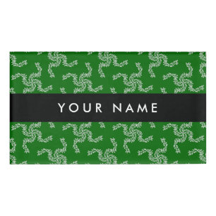 Badge D'identification Couronne de Noël, Verte, Votre nom, Personnaliser