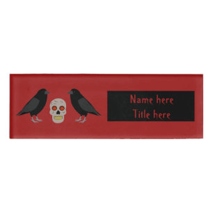 Badge D'identification Crâne gothique et ravens du gardien Halloween