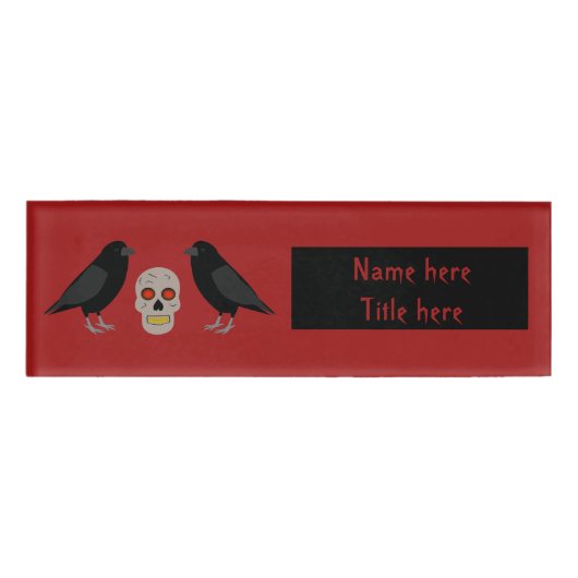 Badge D'identification Crâne gothique et ravens du gardien Halloween (Devant)