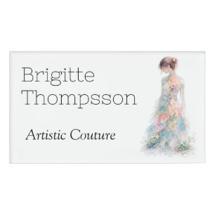 Badge D'identification Créatrice de mode de mariage en couture aquarelle